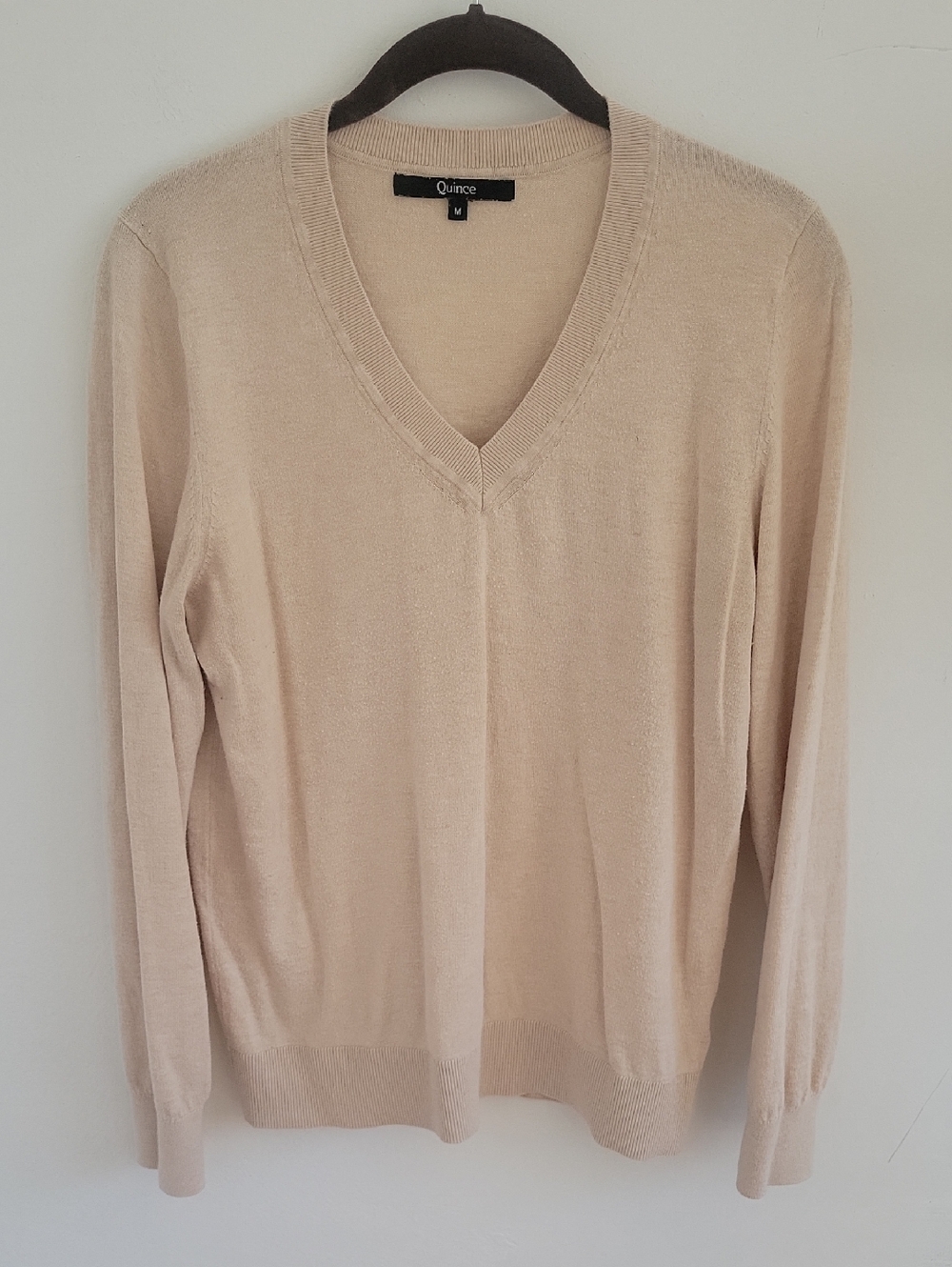 Quince V Neck Lightweight Cotton Cashmere Sweater